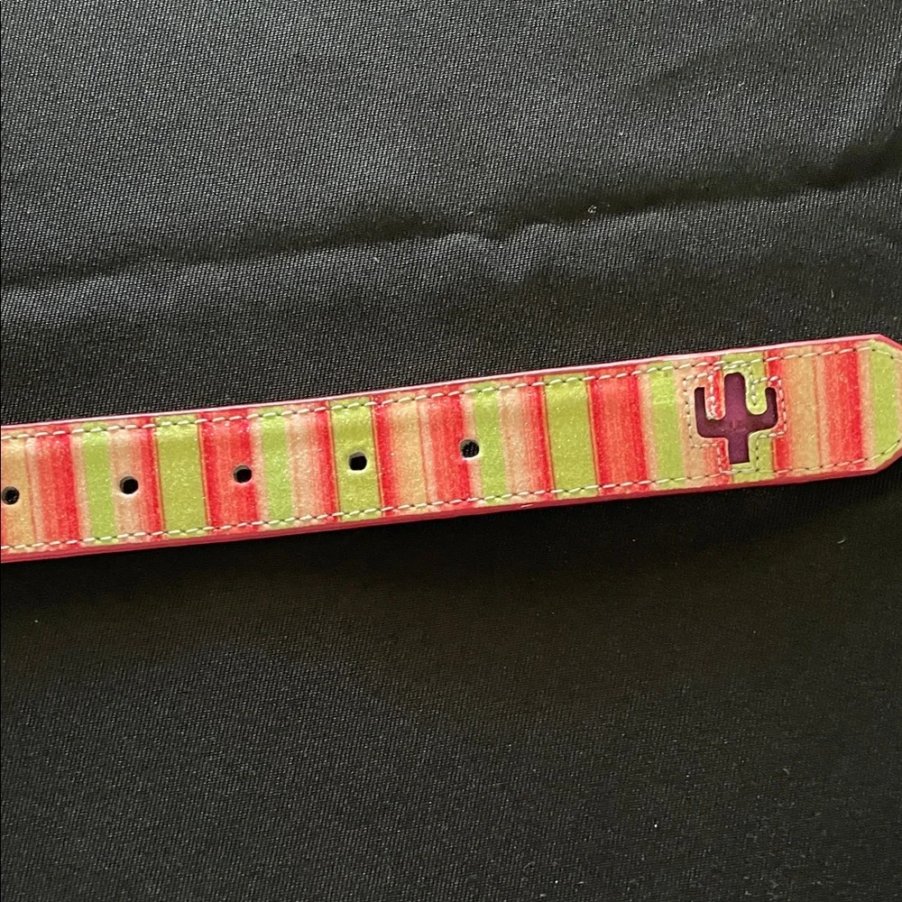 Blinking cactus Colorful Striped Belt with Rhinestone Buckle western